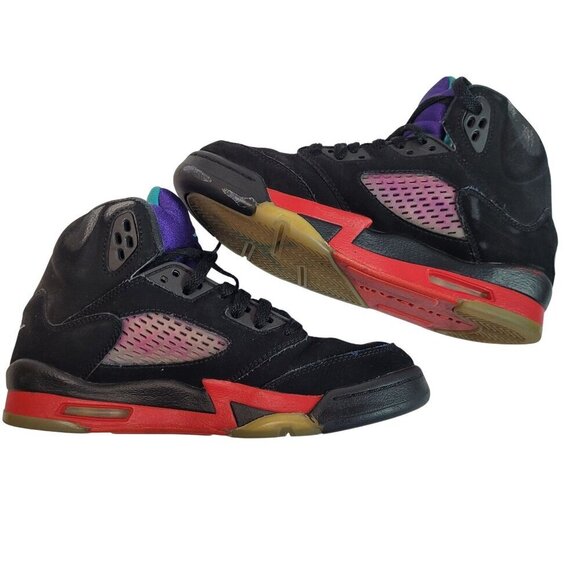 Air Jordan 5 Retro Grapes Black Purple Teal Red Boys Sneakers Size 5Y Nike Air - Picture 5 of 10